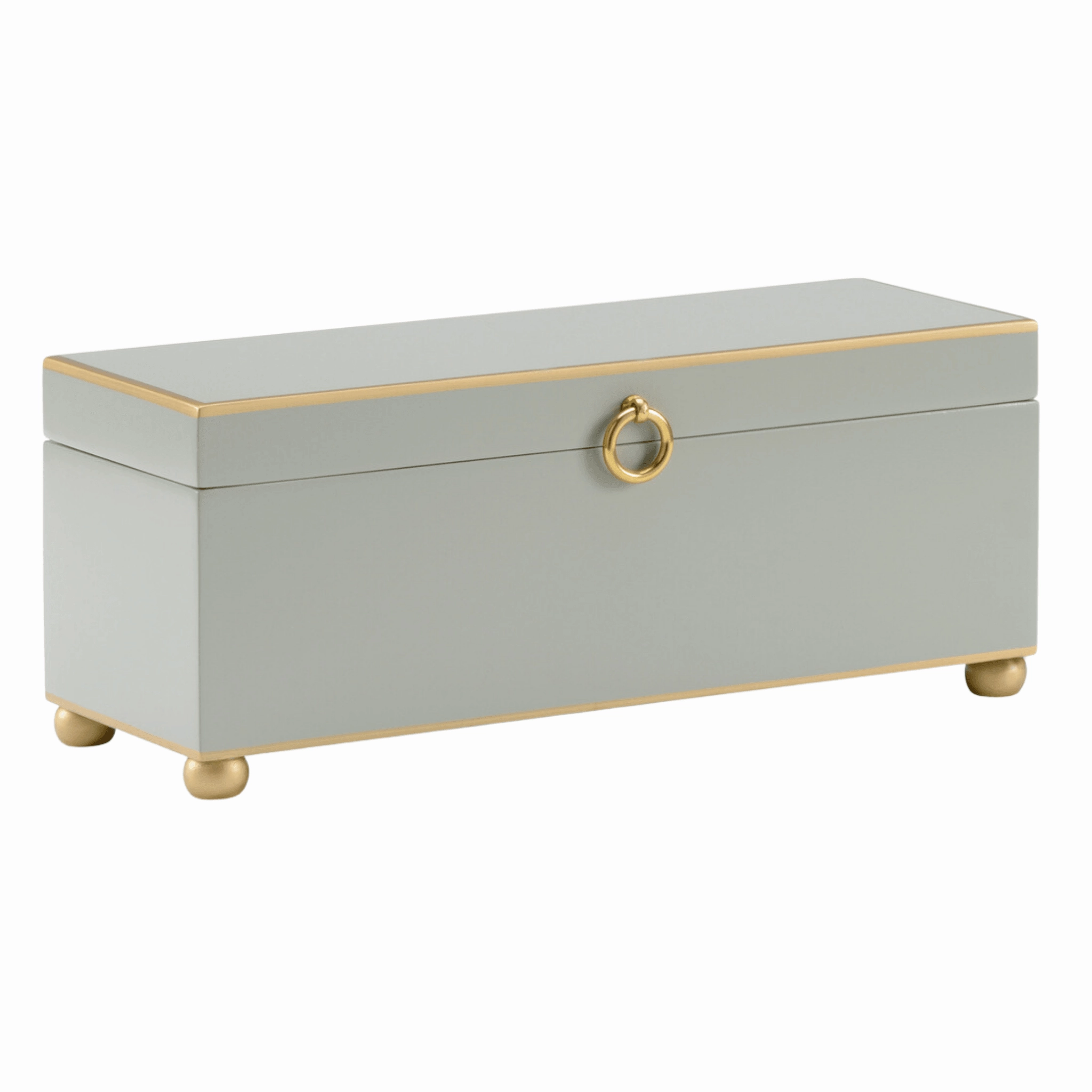 Hand Painted Decorative Storage Box in Gray with Gold Accents home display ornament