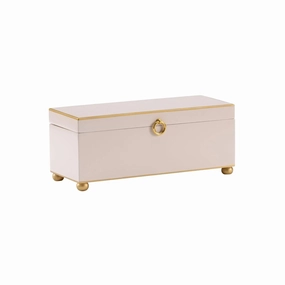 Hand Painted Decorative Storage Box in Pastel Pink with Gold Accents home display ornament