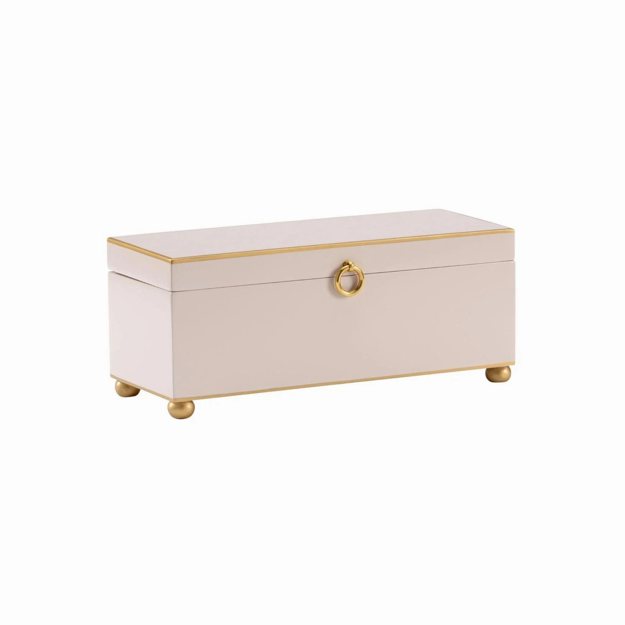 Hand Painted Decorative Storage Box in Pastel Pink with Gold Accents home display ornament