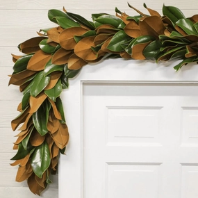 Handmade Copper and Green Fresh Magnolia Holiday Garland home display ornament