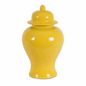 Handmade Yellow Lidded Ginger Jar home display ornament