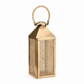 Handwoven Cane and Copper Lantern home display ornament