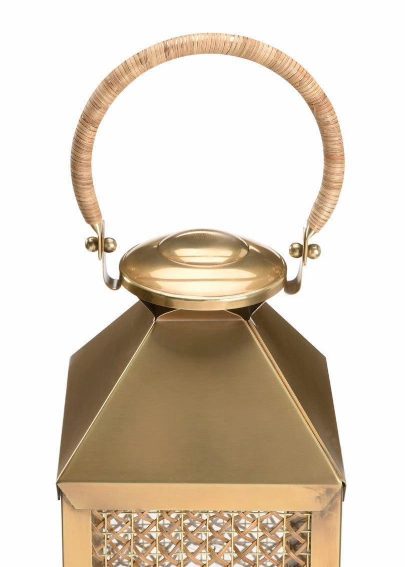 Handwoven Cane and Copper Lantern