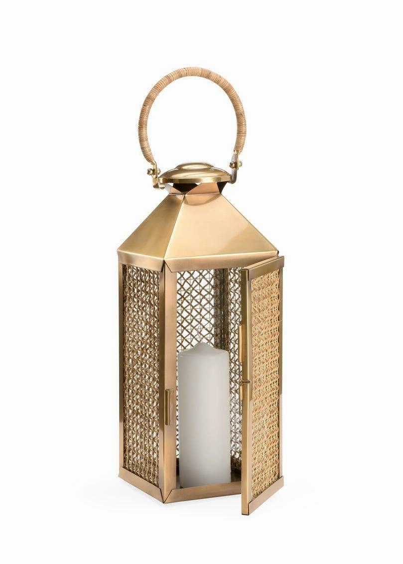Handwoven Cane and Copper Lantern