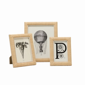 Hanford Raffia Leather Trim Frames home display ornament