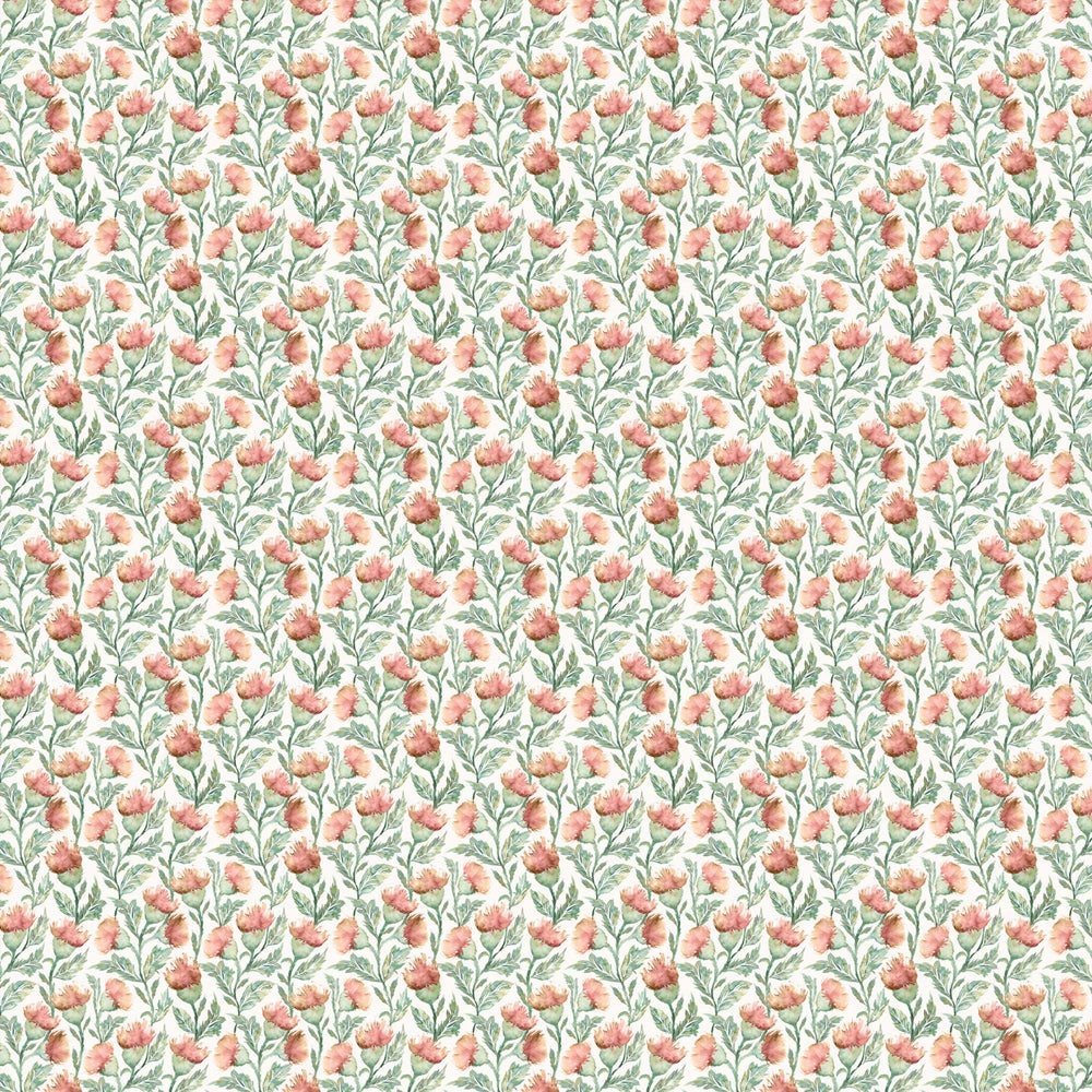 Hawick Printed Cotton Fabric (By The Metre) Rust Cream
