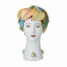 Head Vase With Crown of Leaves home display ornament