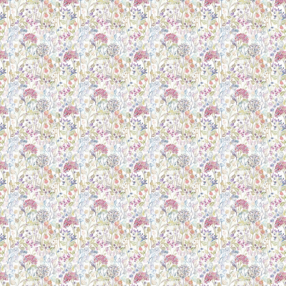 Hedgerow Floral Printed Oil Cloth Fabric (By The Metre) Natural