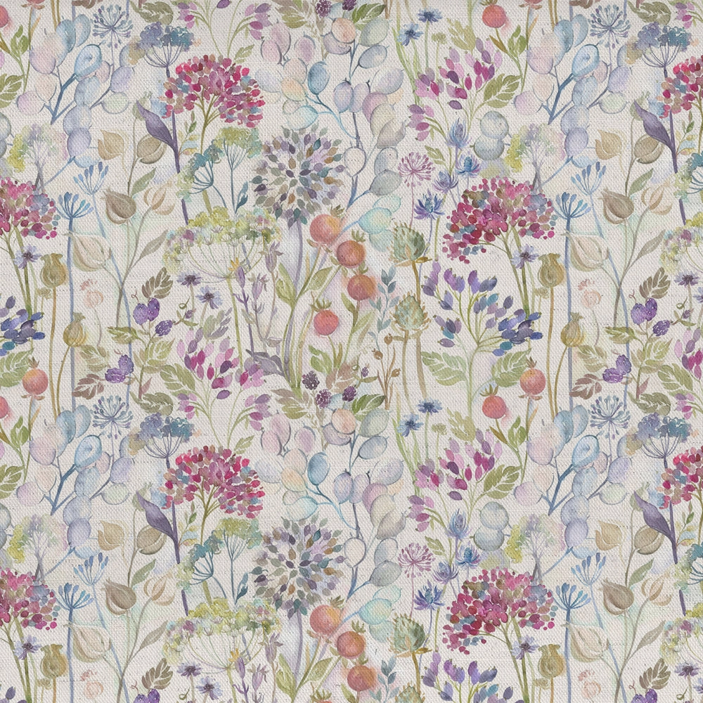 Hedgerow Floral Printed Oil Cloth Fabric (By The Metre) Natural