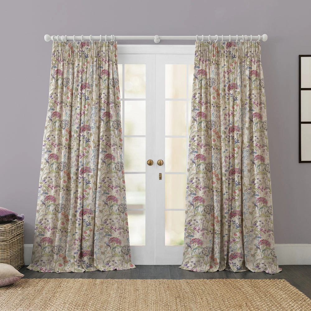 Hedgerow Printed Linen Fabric (By The Metre) Cream