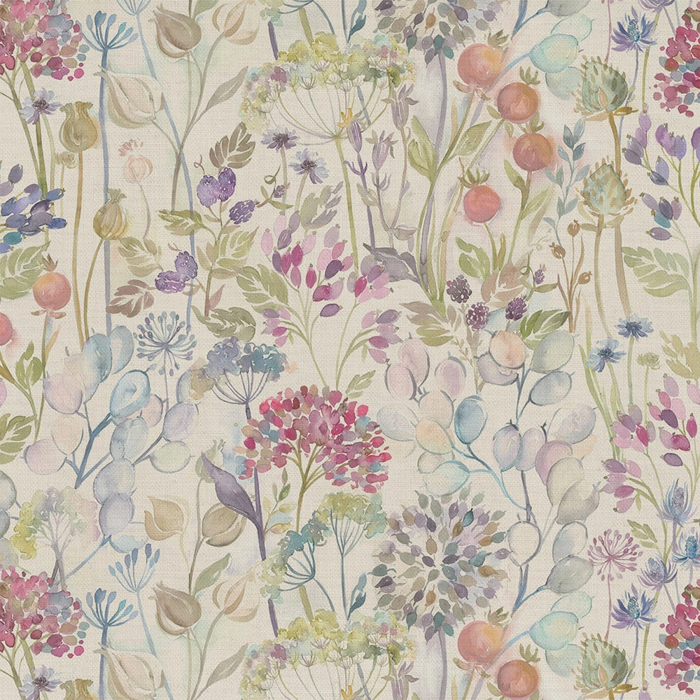 Hedgerow Printed Linen Fabric (By The Metre) Natural elegant table cloth  