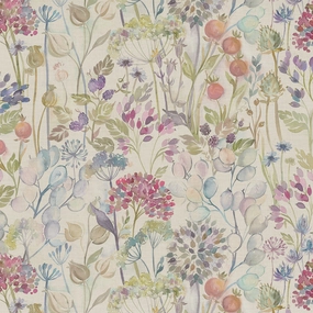 Hedgerow Printed Linen Fabric (By The Metre) Natural elegant table cloth  