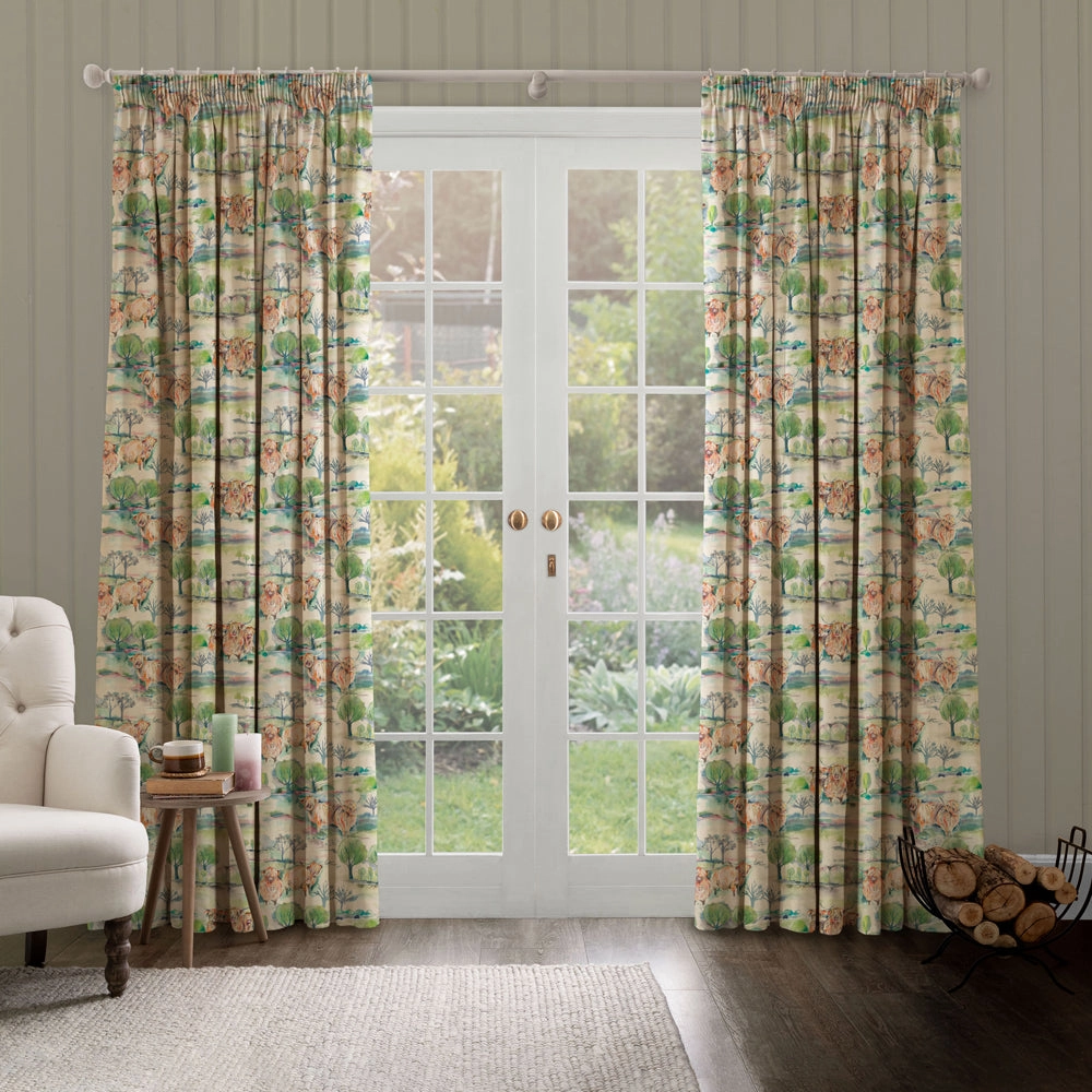 Heilan Herd Printed Made to Measure Curtains Sage