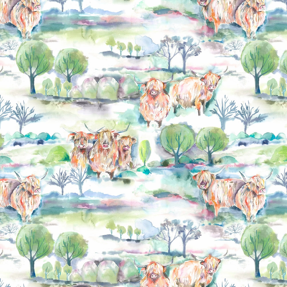 Heilan Herd Printed Made to Measure Curtains Sage
