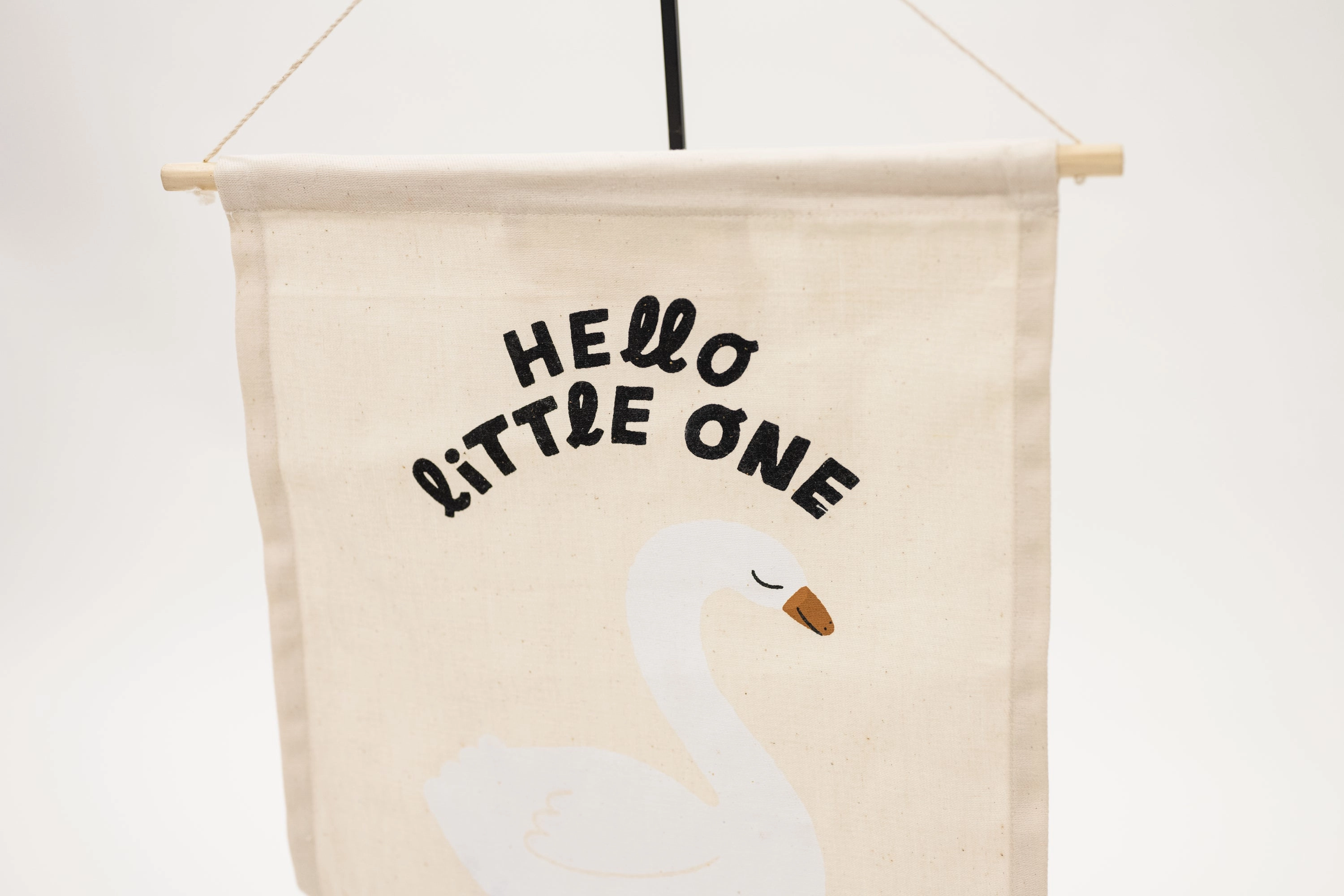 Hello Little One Swan - Canvas Wall Sign