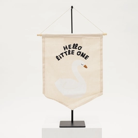 Hello Little One Swan - Canvas Wall Sign framed wall decor