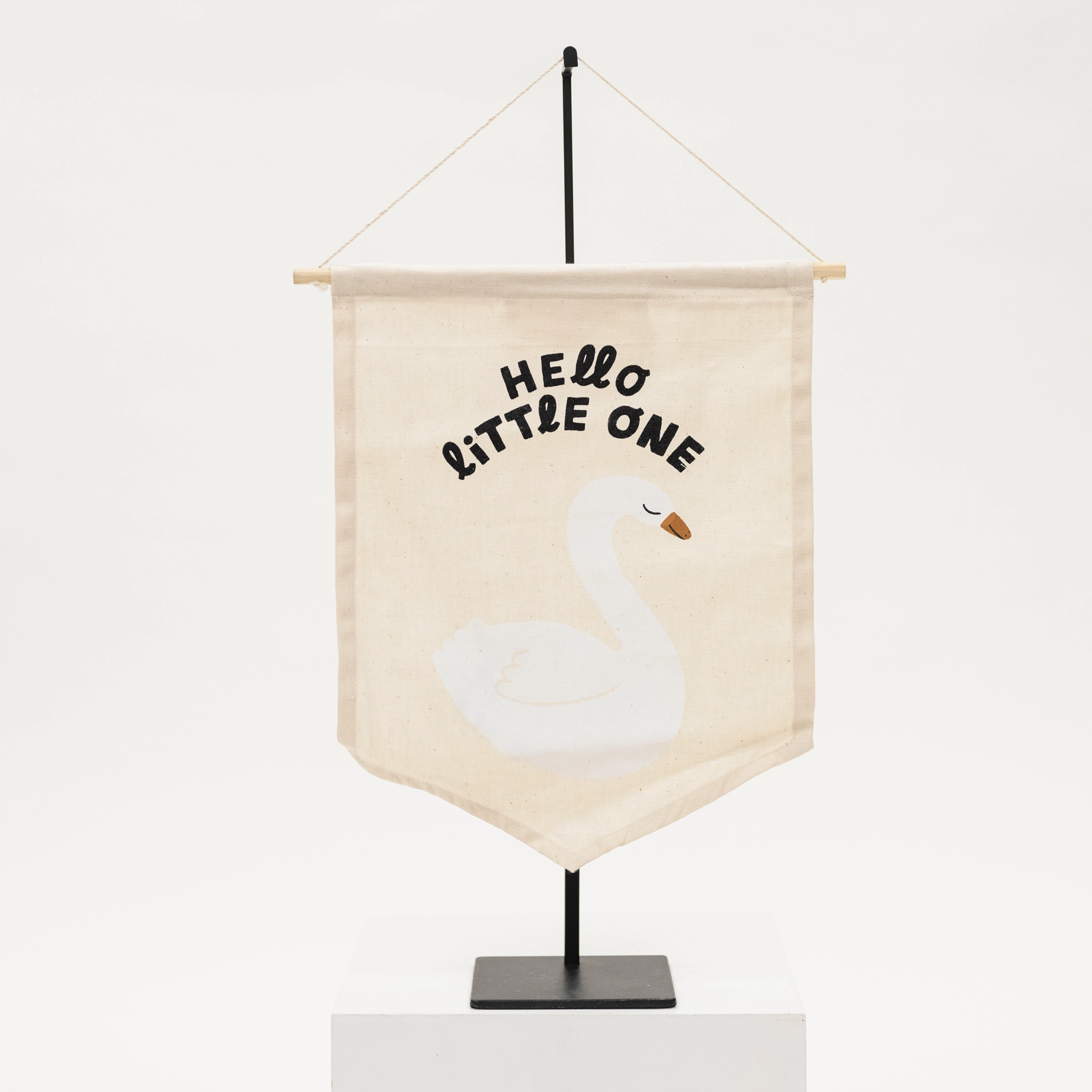Hello Little One Swan - Canvas Wall Sign framed wall decor