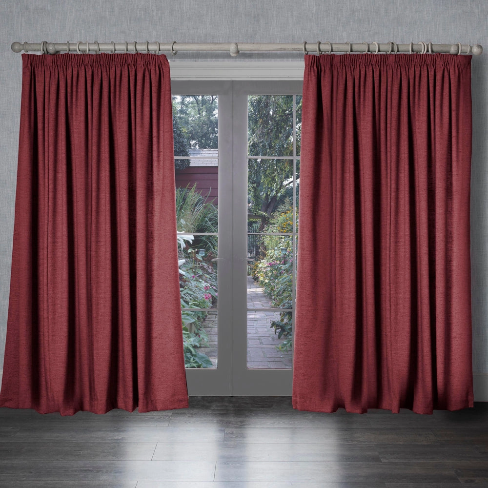 Helmsley Woven Pencil Pleat Curtains Brick