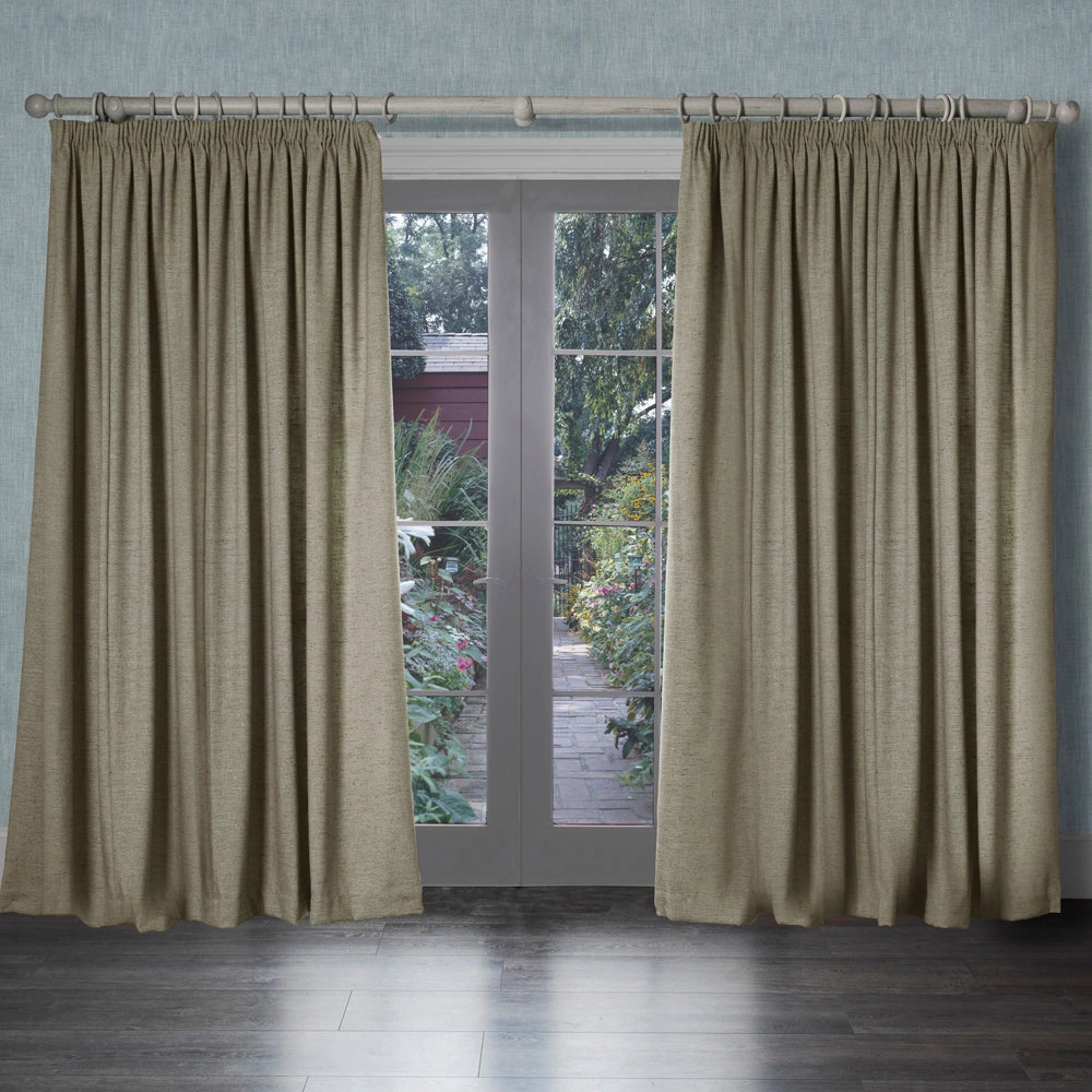 Helmsley Woven Pencil Pleat Curtains Jute