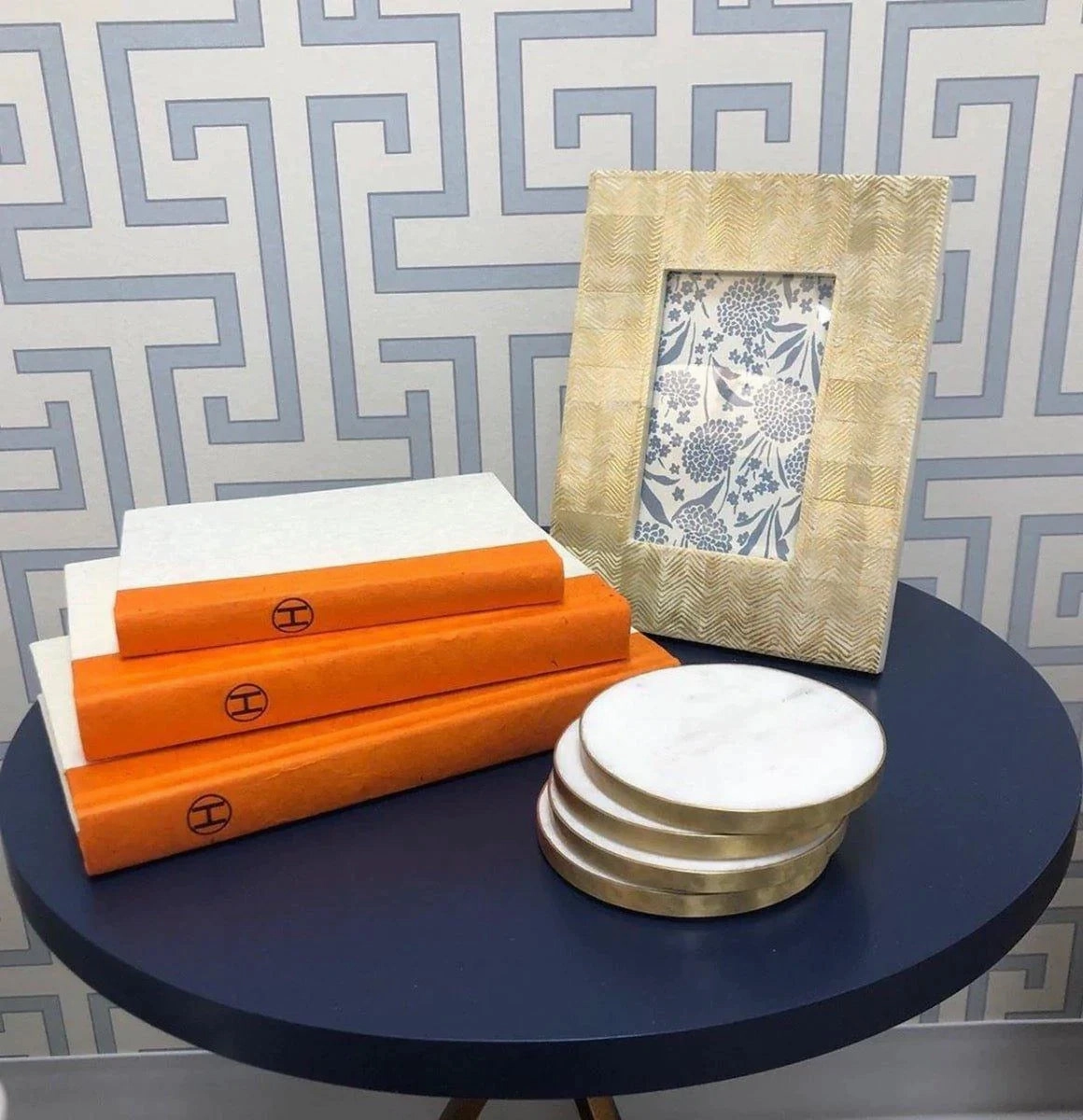 Hermes Inspired "H" Stack of Orange Decorative Books