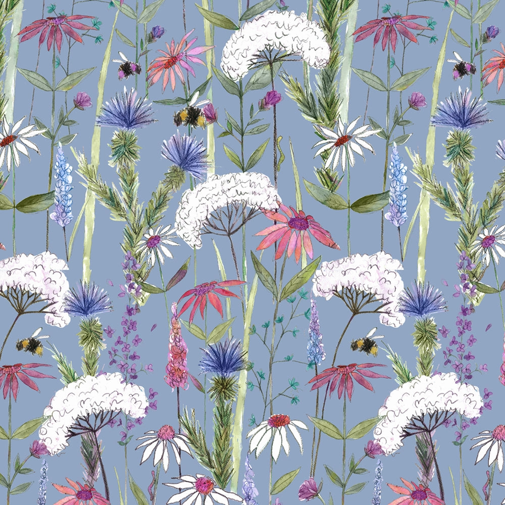 Hermione Printed Made to Measure Curtains Bluebell