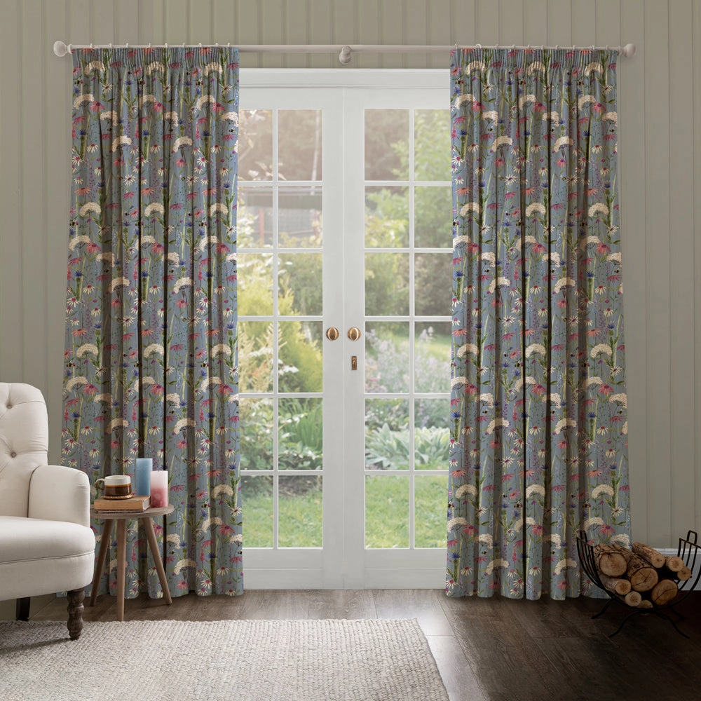 Hermione Printed Made to Measure Curtains Bluebell