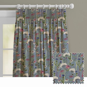 Hermione Printed Made to Measure Curtains Bluebell patterned fashion rug  