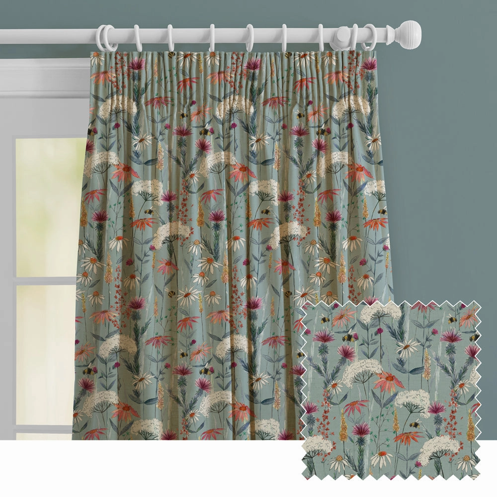 Hermione Printed Made to Measure Curtains Cornflower patterned fashion rug  