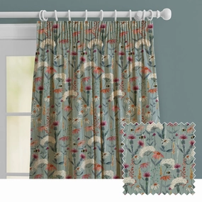Hermione Printed Made to Measure Curtains Cornflower patterned fashion rug  