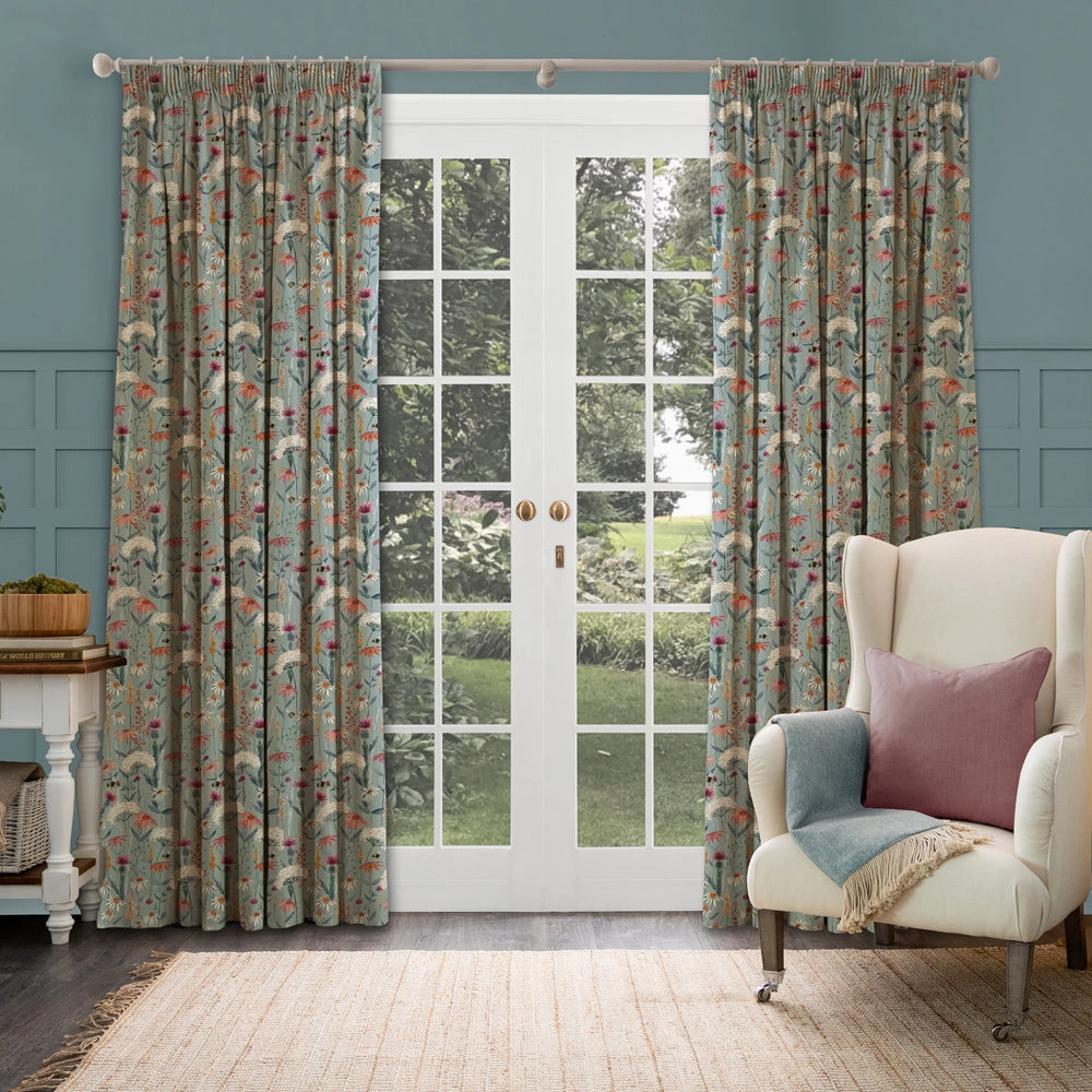 Hermione Printed Made to Measure Curtains Cornflower