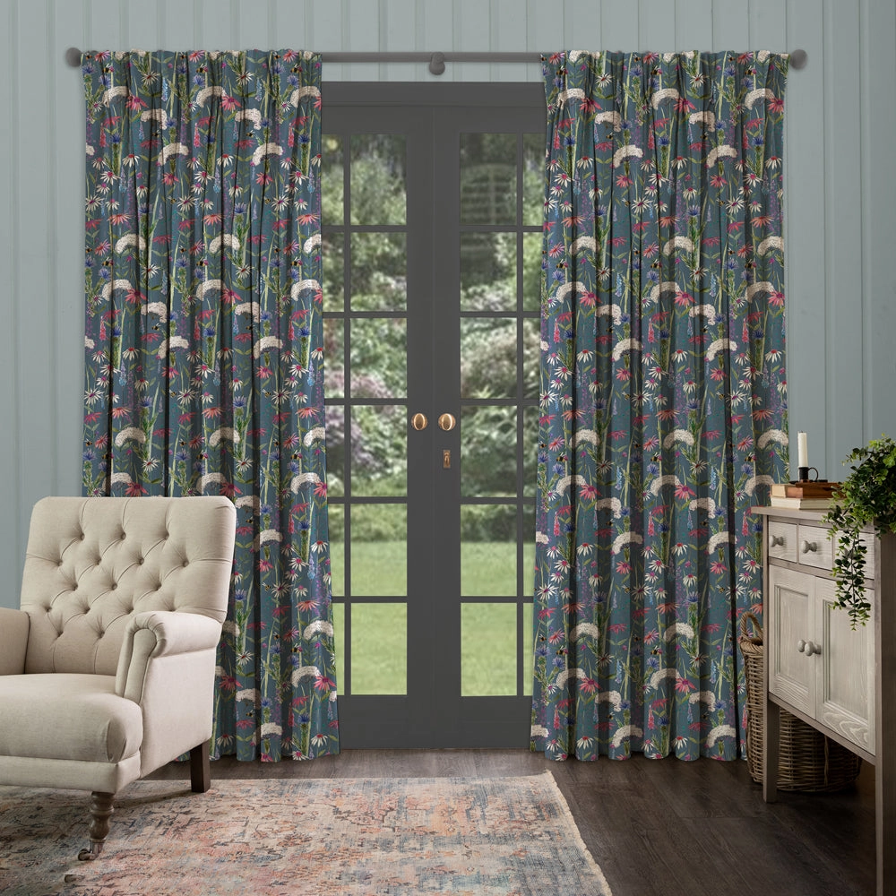Hermione Printed Made to Measure Curtains Indigo
