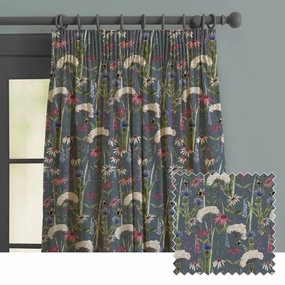 Hermione Printed Made to Measure Curtains Indigo patterned fashion rug  