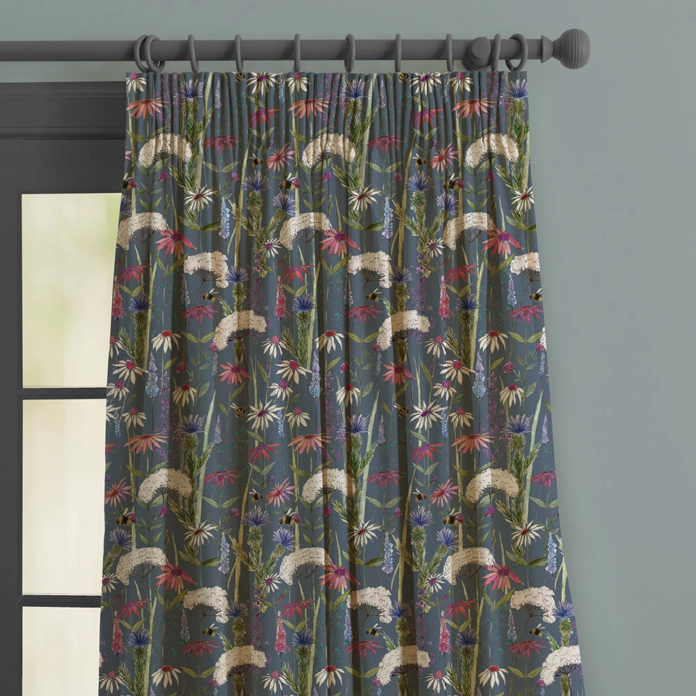 Hermione Printed Made to Measure Curtains Indigo