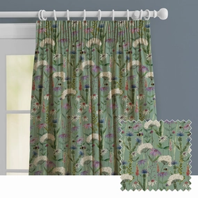Hermione Printed Made to Measure Curtains Verde patterned fashion rug  