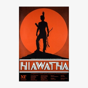 Hiawatha 1980 Print vintage woodcut wallpaper