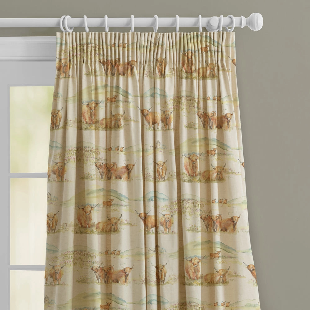 Highland Cattle Printed Made to Measure Curtains Linen