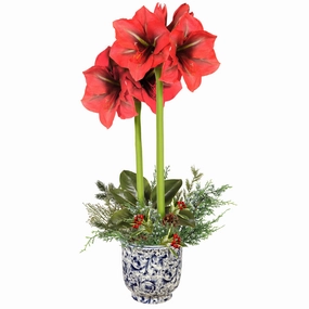 Holiday Amaryllis Arrangement 26" home display ornament