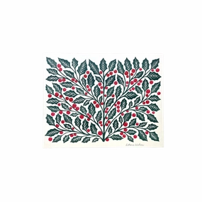 Holiday Garden Series: Holly Risograph Art Print framed wall decor