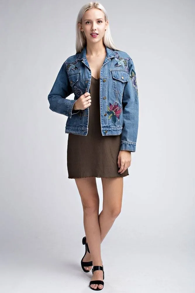Honey Punch Bestickte Denimjacke AT0048