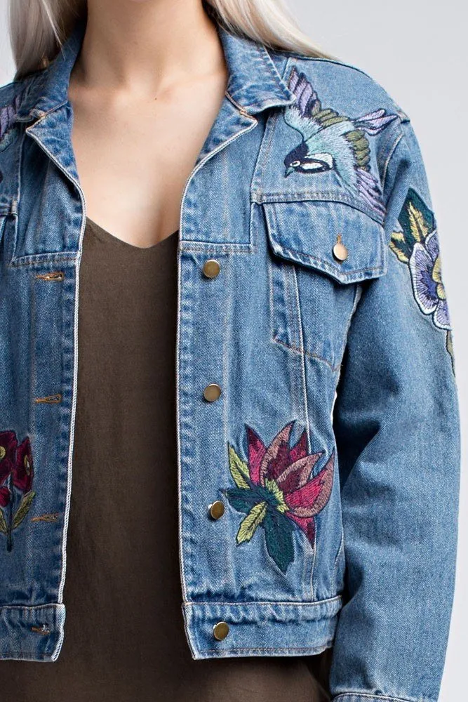 Honey Punch Bestickte Denimjacke AT0048