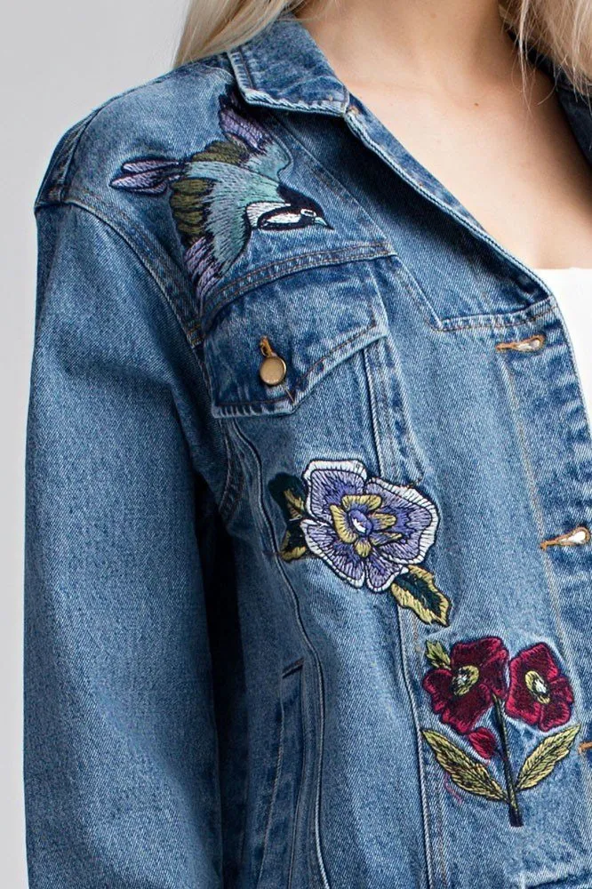 Honey Punch Bestickte Denimjacke AT0048