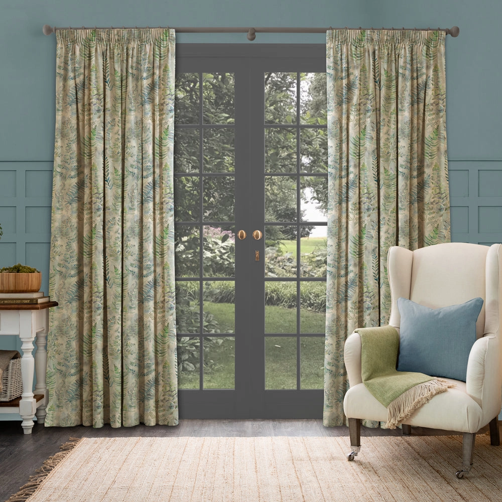 Honister Printed Made to Measure Curtains Teal