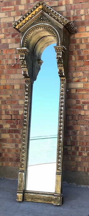 HOODED TALL GILT PAINTED MIRROR interior room decor