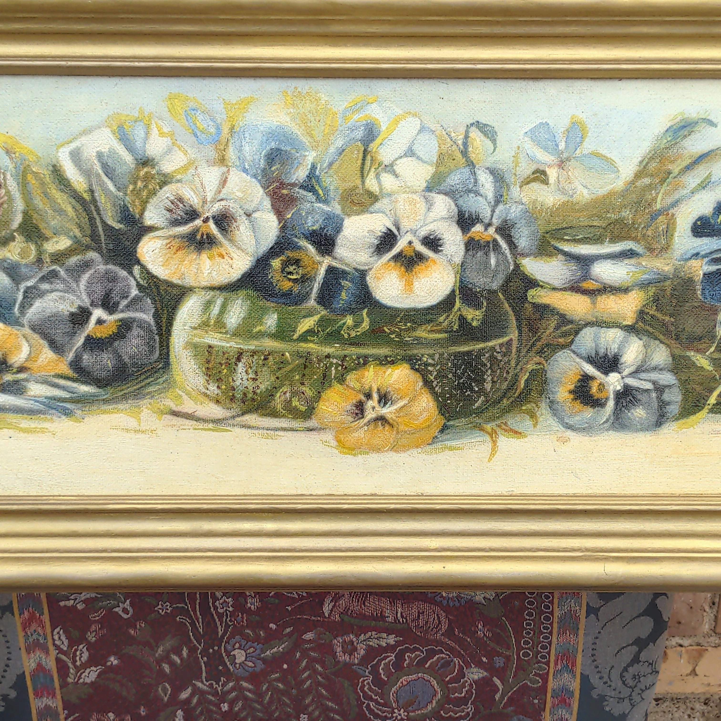 HORIZONTAL FLORAL STILL LIFE OIL PAINTING