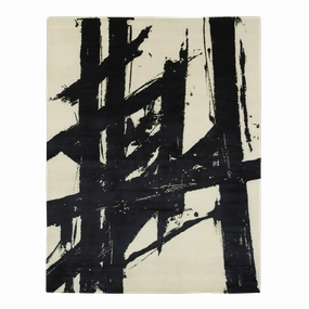 Hudson Ivory/Black minimalist everyday rug