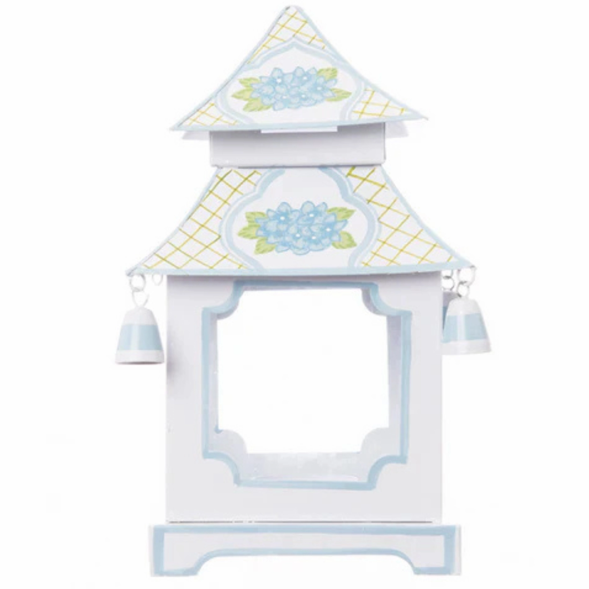Hydrangea Leaf Pagoda Lantern with Blue Trim home display ornament