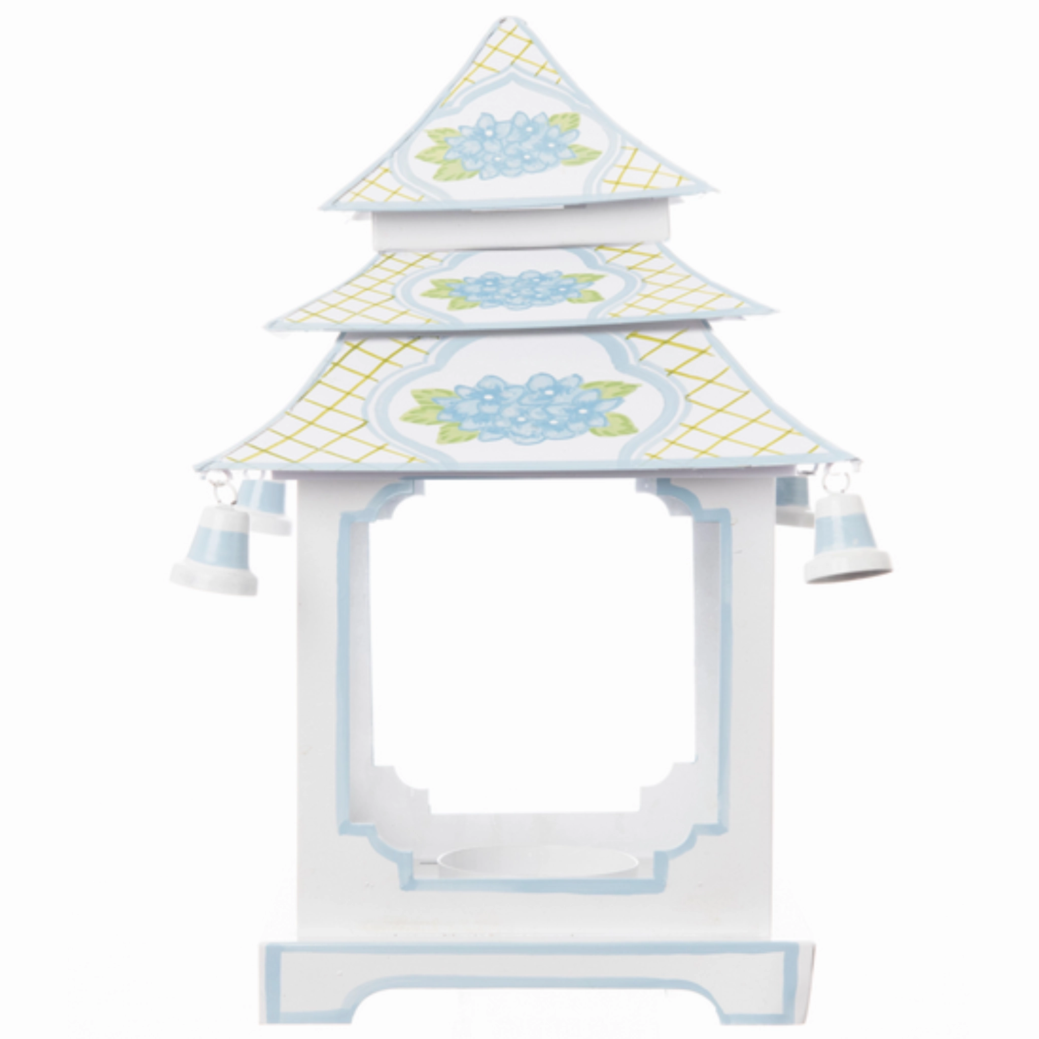 Hydrangea Leaf Pagoda Lantern with Blue Trim