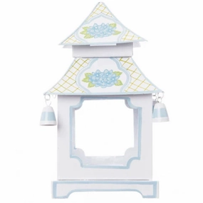 Hydrangea Leaf Pagoda Lantern with Blue Trim home display ornament
