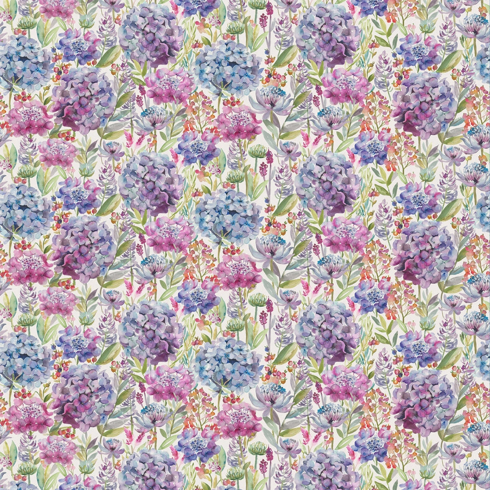 Hydrangea Printed Cotton Fabric (By The Metre) Grape