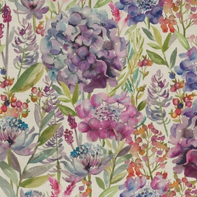 Hydrangea Printed Cotton Fabric (By The Metre) Natural elegant table cloth  